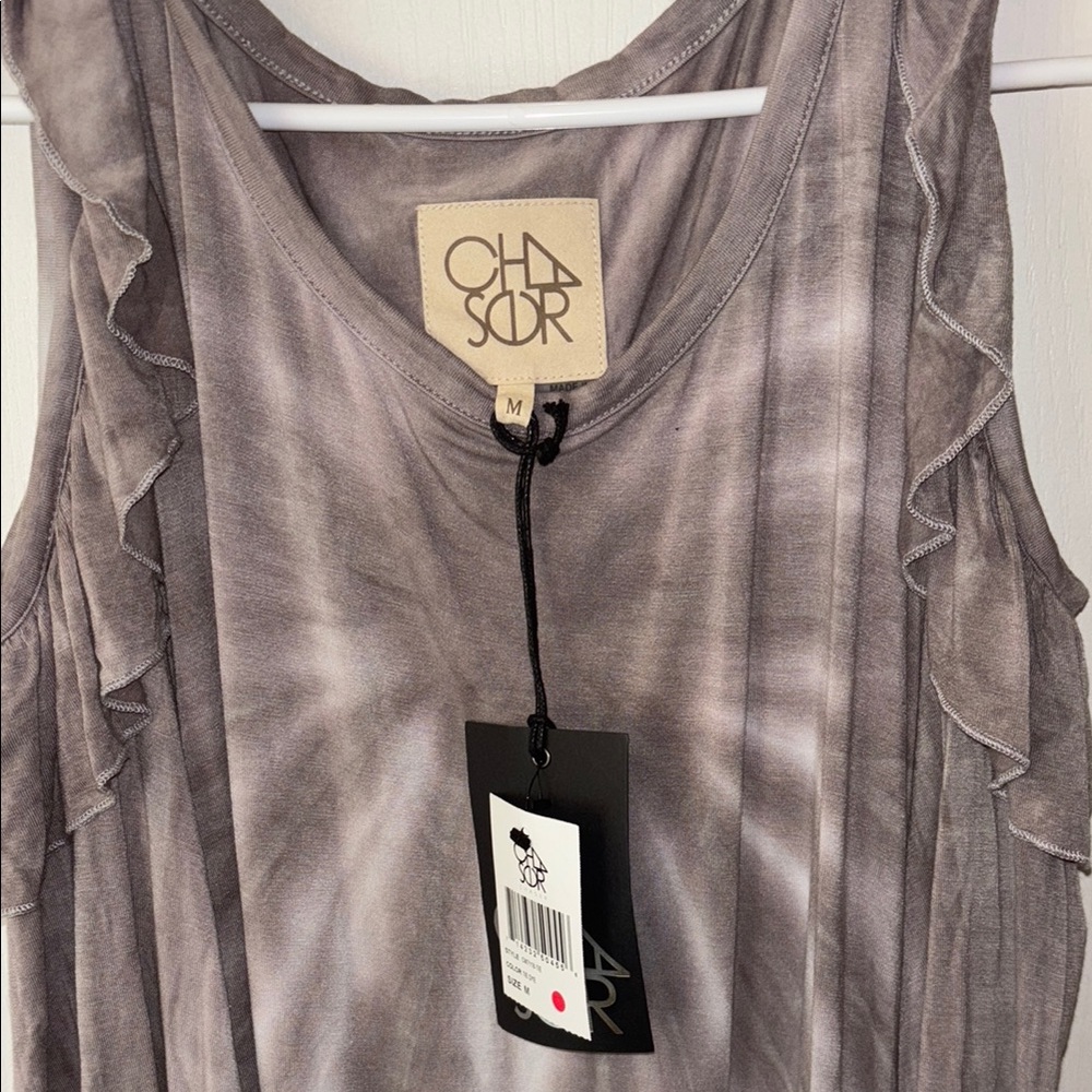 Chaser Gray Asymmetrical Ruffled Off Shoulder Top - Picture 4 of 5